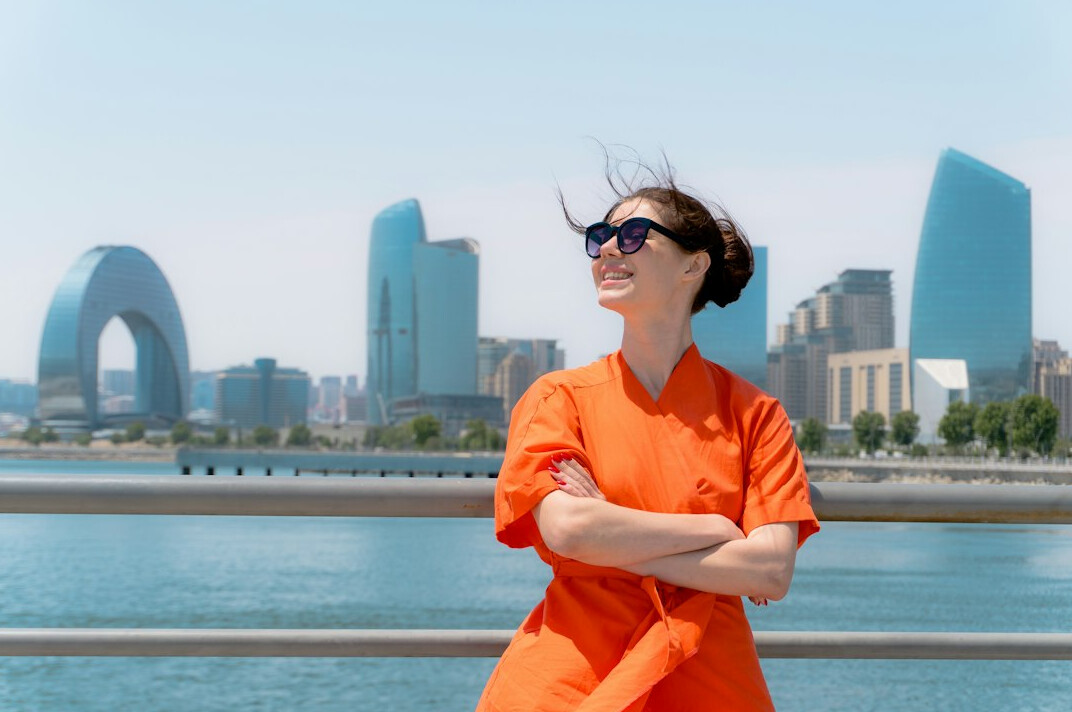 Portrait of a confident European businesswoman in elegant attire